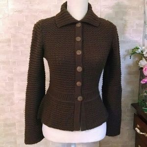 Lucie by Nellik brown button down cozy sweater